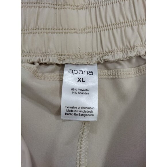 Apana Womens XL Beige Elastic Waist Capri Pants With Pockets Stretch Fabric. NWT - Picture 3 of 7
